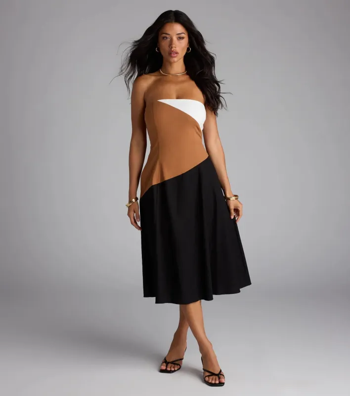 Picture Perfect Color Block Midi Dress sold by Windsor