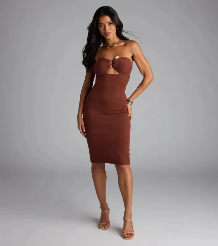 Effortless Influence Strapless Bodycon Midi Dress sold by Windsor