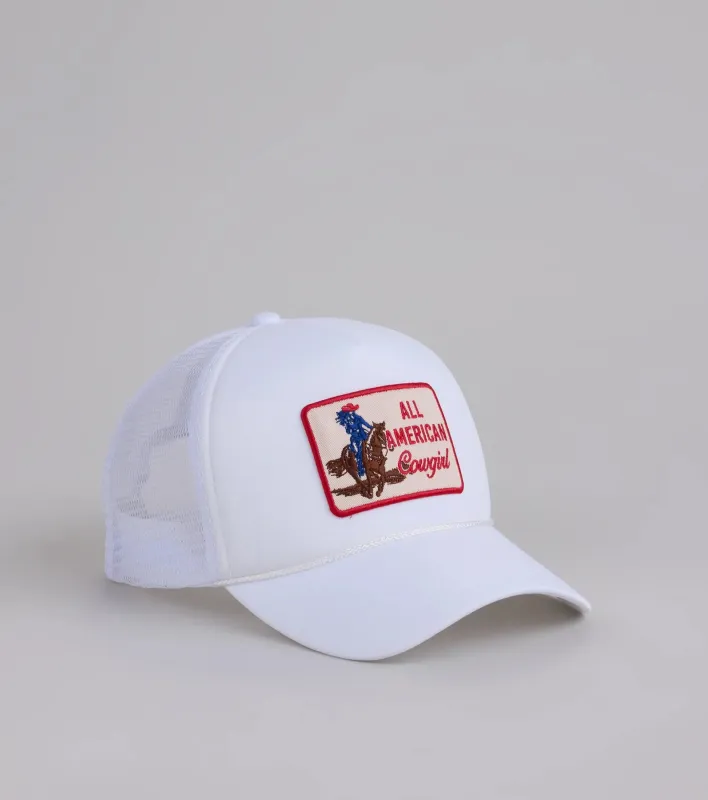 All American Cowgirl Snap Back Trucker Hat sold by Windsor