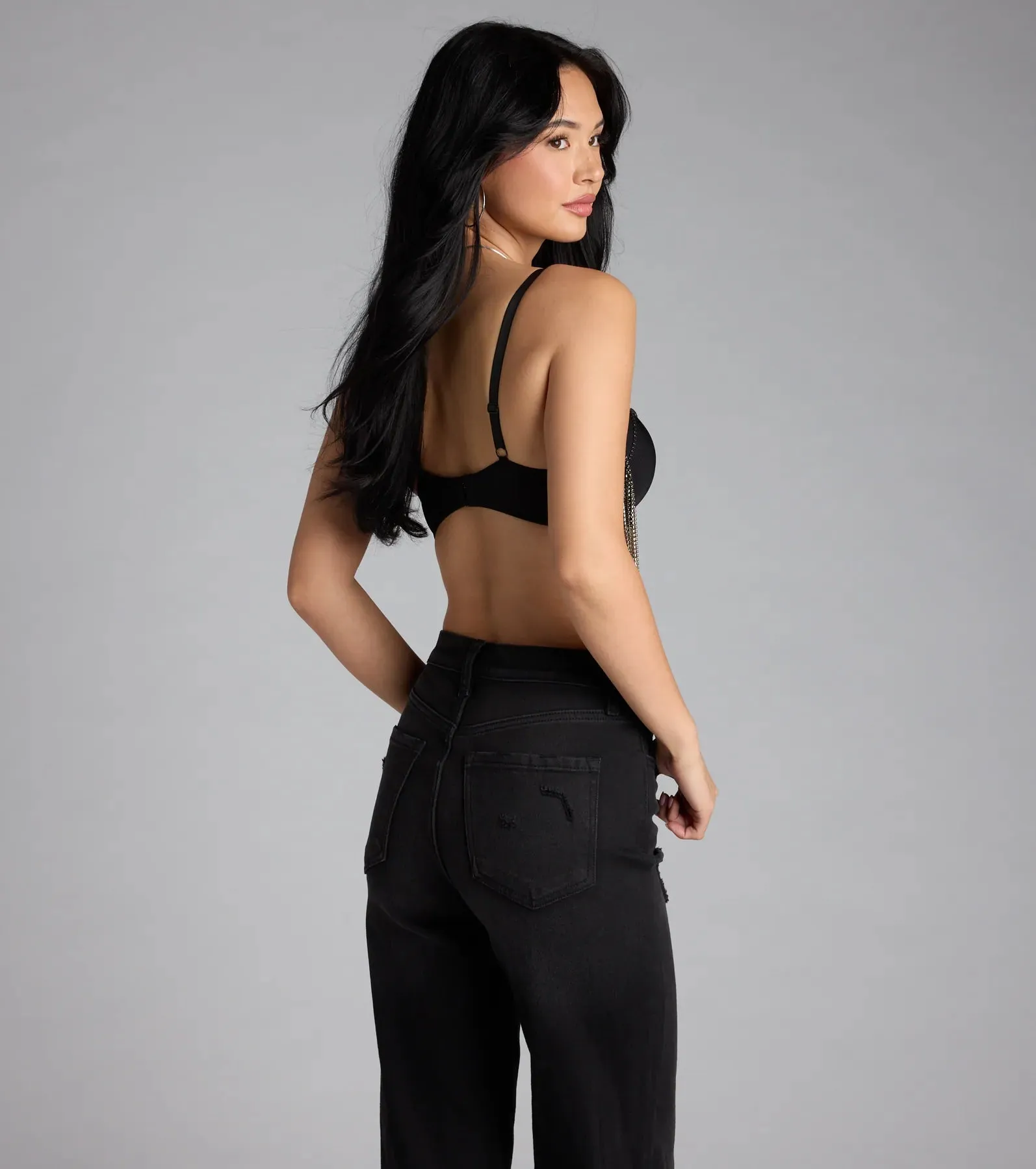 Watch Me Shine Rhinestone Fringe Bra Top sold by Windsor product image thumbnail 2