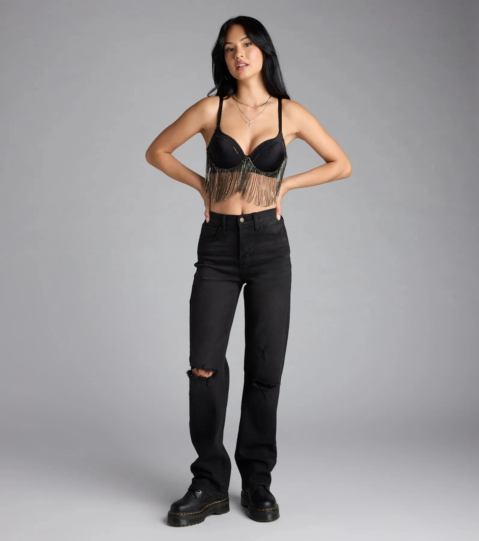 Watch Me Shine Rhinestone Fringe Bra Top sold by Windsor product image thumbnail 3