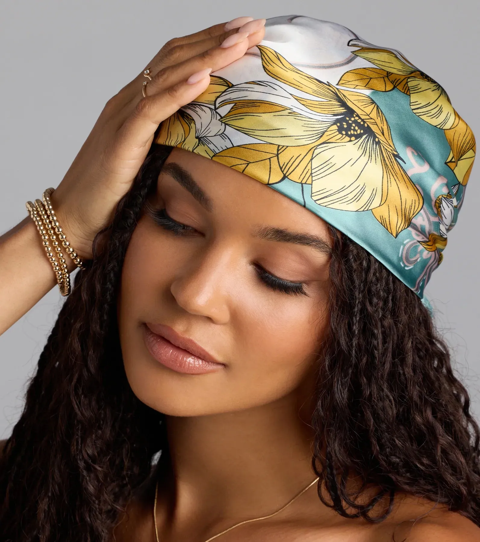 Charming Serenity Floral Satin Scarf sold by Windsor product image thumbnail 4