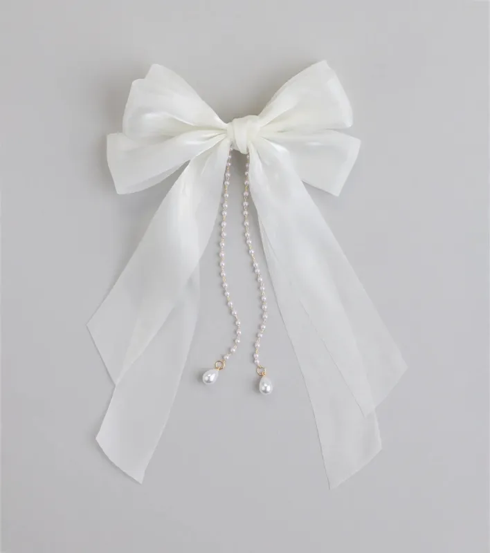 Ever So Charmed Hair Bow With Pearl Chain sold by Windsor