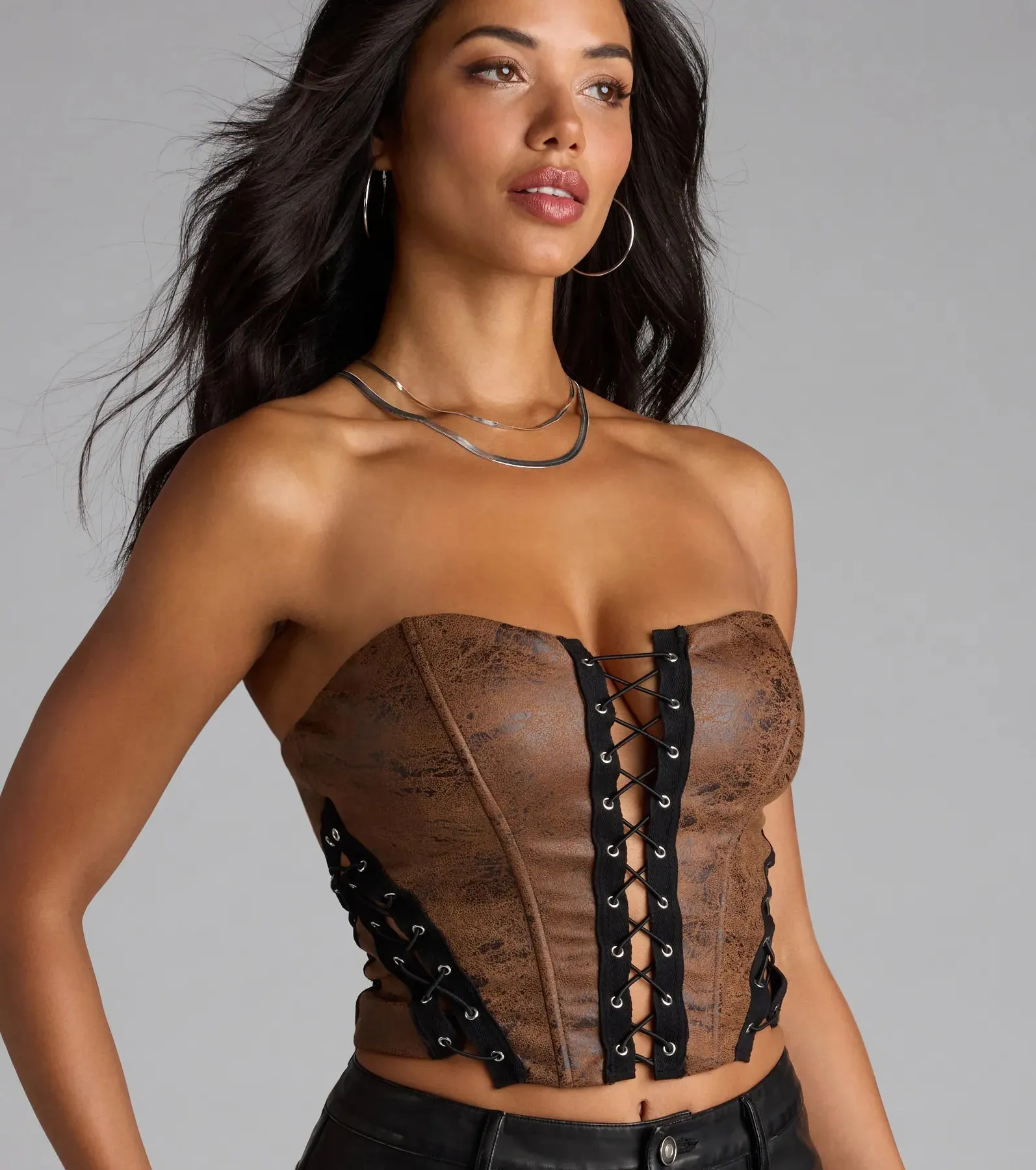 Edgy Persona Lace-Up Corset Top sold by Windsor product image thumbnail 4