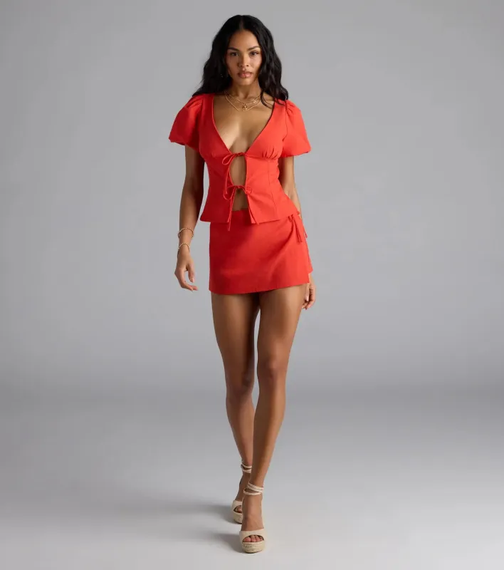 Easygoing Chic High-Rise Wrap Tie Skort sold by Windsor