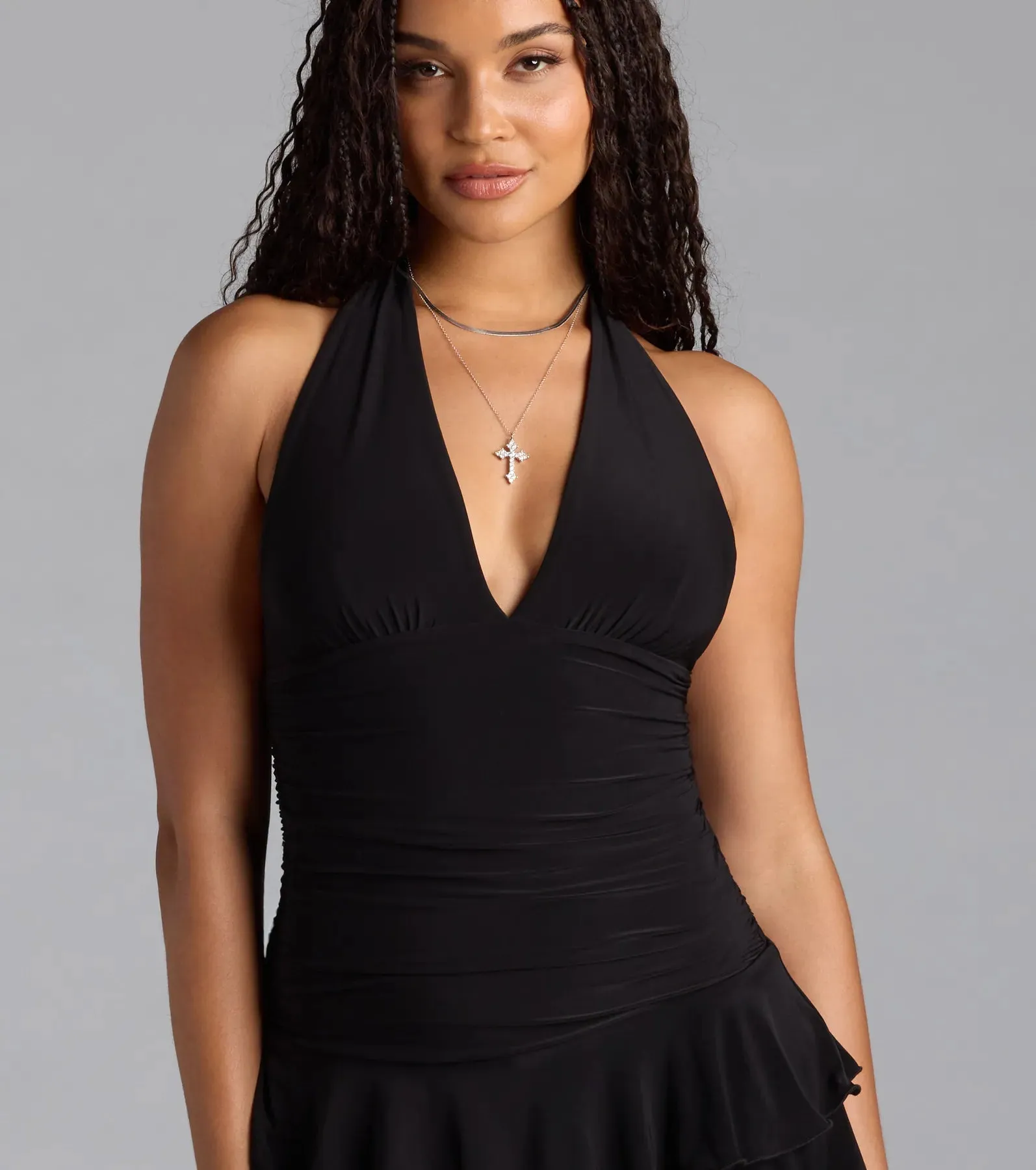 Golden Nights Halter Ruffle Romper sold by Windsor product image thumbnail 4