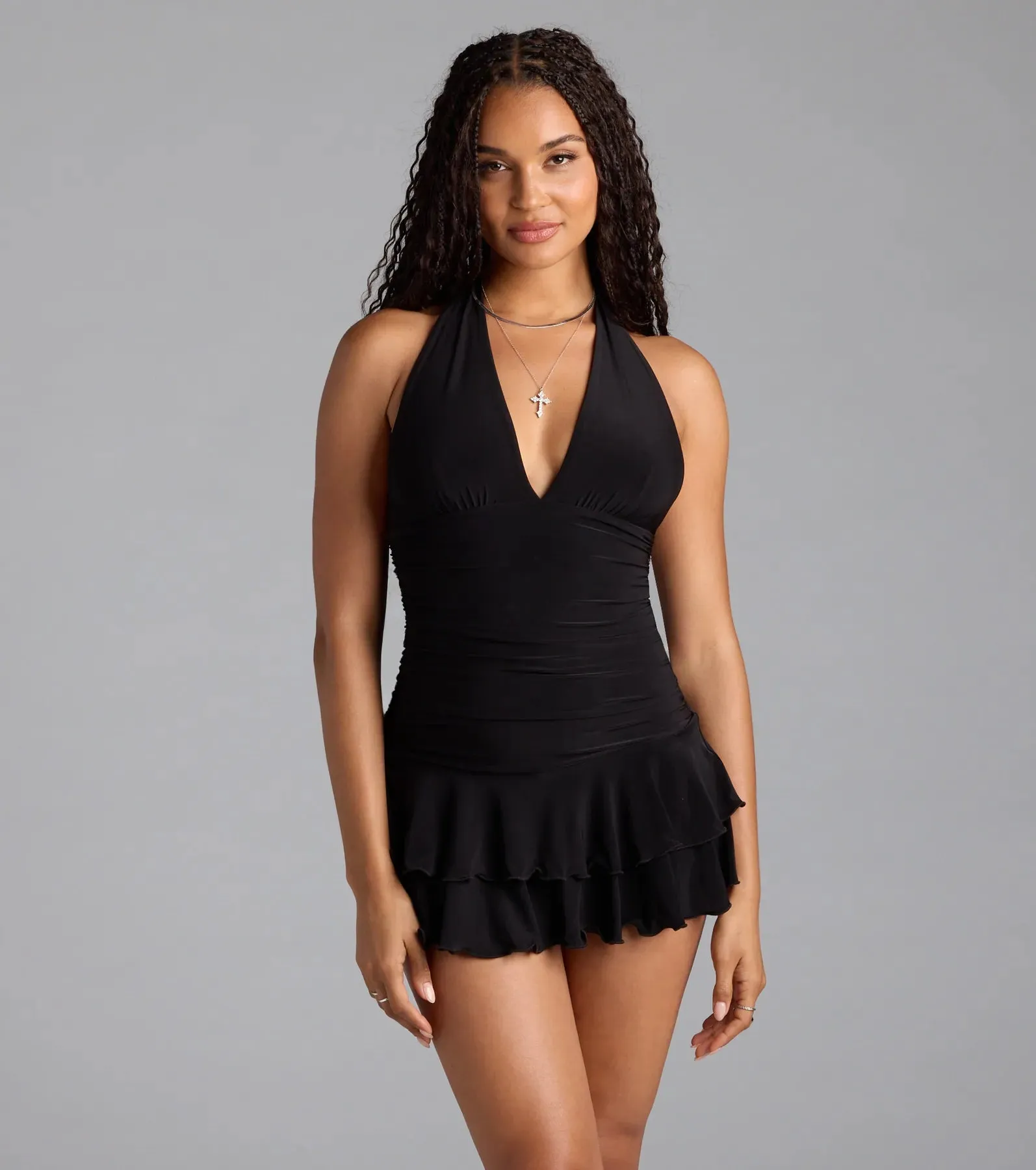 Golden Nights Halter Ruffle Romper sold by Windsor