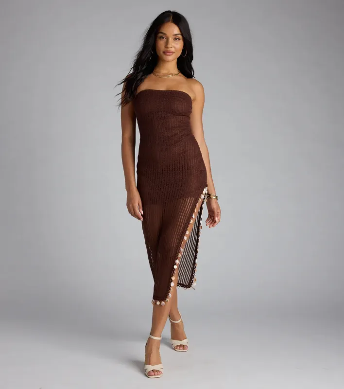 Dinner By The Sea Tube Crochet Midi Dress sold by Windsor