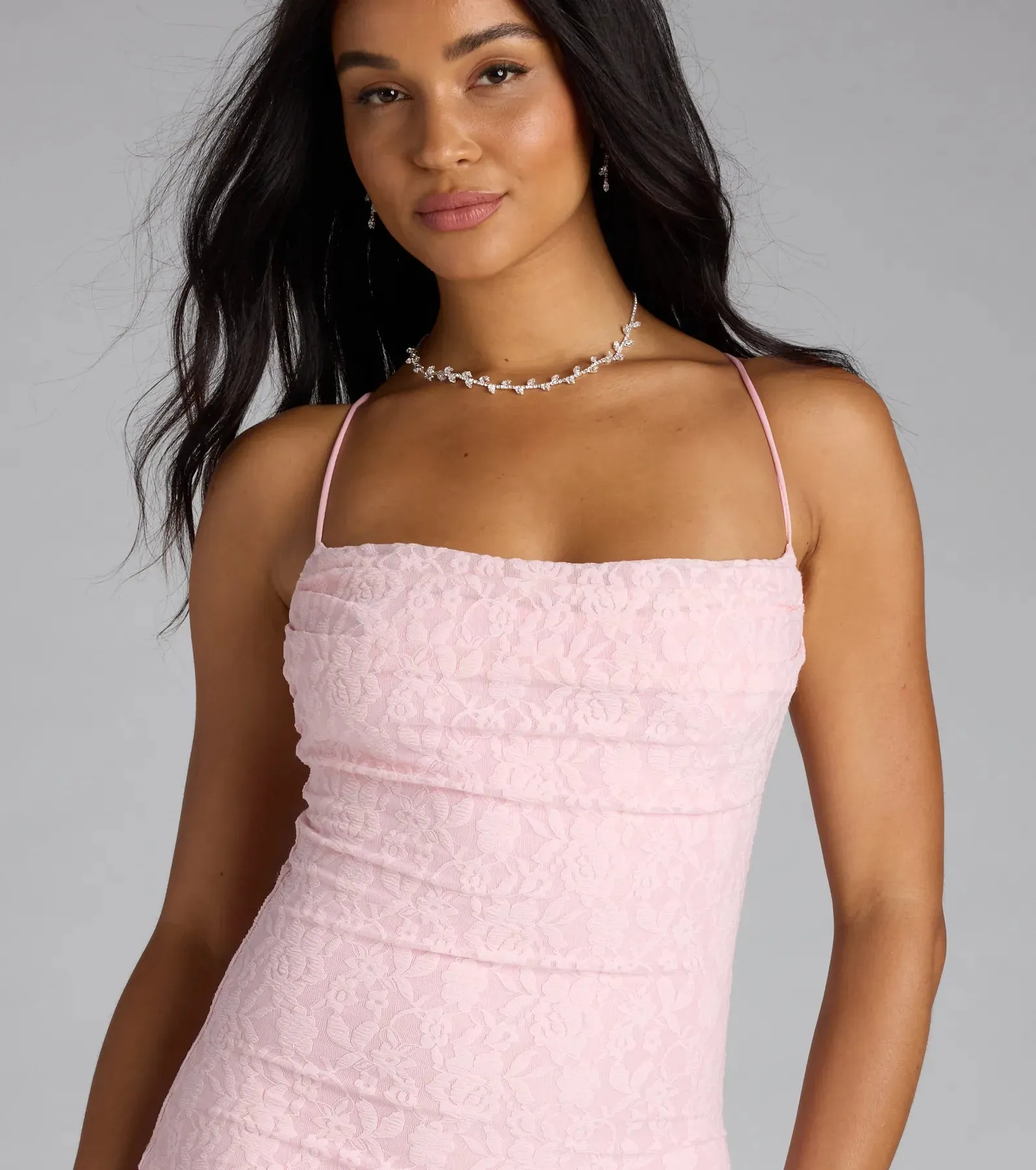 Get A Pic Lace-Up Lace Mini Dress sold by Windsor product image thumbnail 4