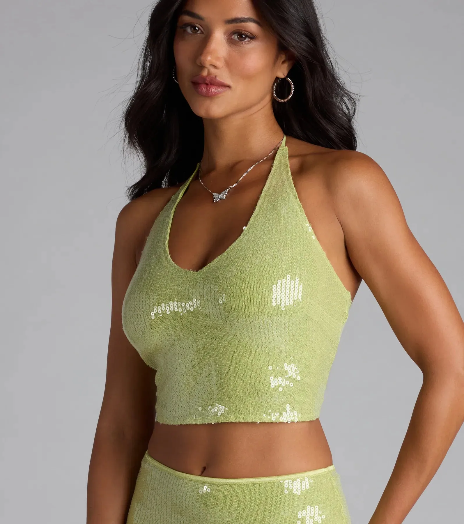 Major Stunner Sequin Halter Crop Top sold by Windsor product image thumbnail 4
