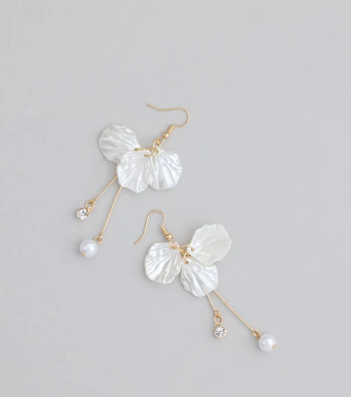 Chic Beauty Rhinestone And Pearl Flower Earrings sold by Windsor
