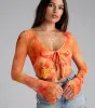 Tropical Daze Tie Front Mesh Crop Top sold by Windsor