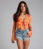 Tropical Daze Tie Front Mesh Crop Top sold by Windsor
