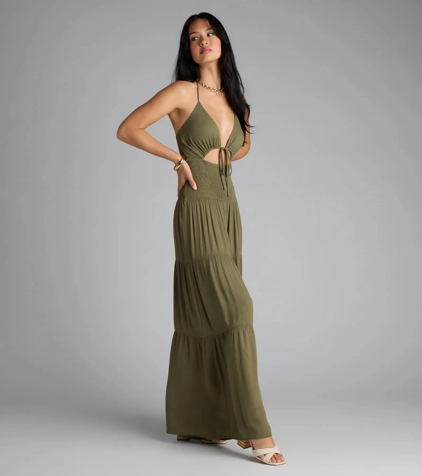 You've Got Flare Halter Cutout Wide Leg Jumpsuit sold by Windsor product image thumbnail 4