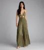 You've Got Flare Halter Cutout Wide Leg Jumpsuit sold by Windsor
