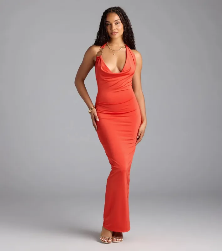 Alluring Sensation Halter Open Back Maxi Dress sold by Windsor
