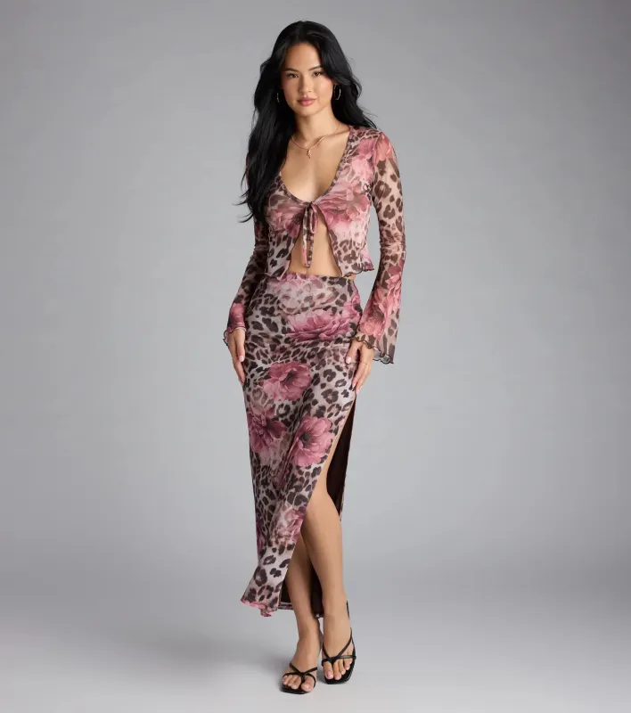 Fierce And Flirty Leopard Floral Maxi Skirt sold by Windsor
