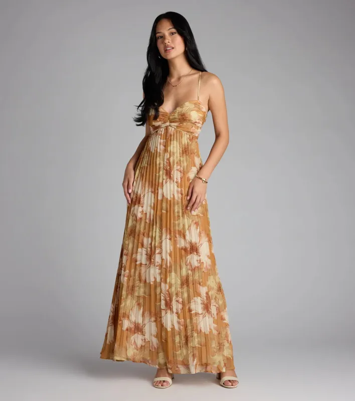 Effortless Enchantment Floral Pleated Maxi Dress sold by Windsor