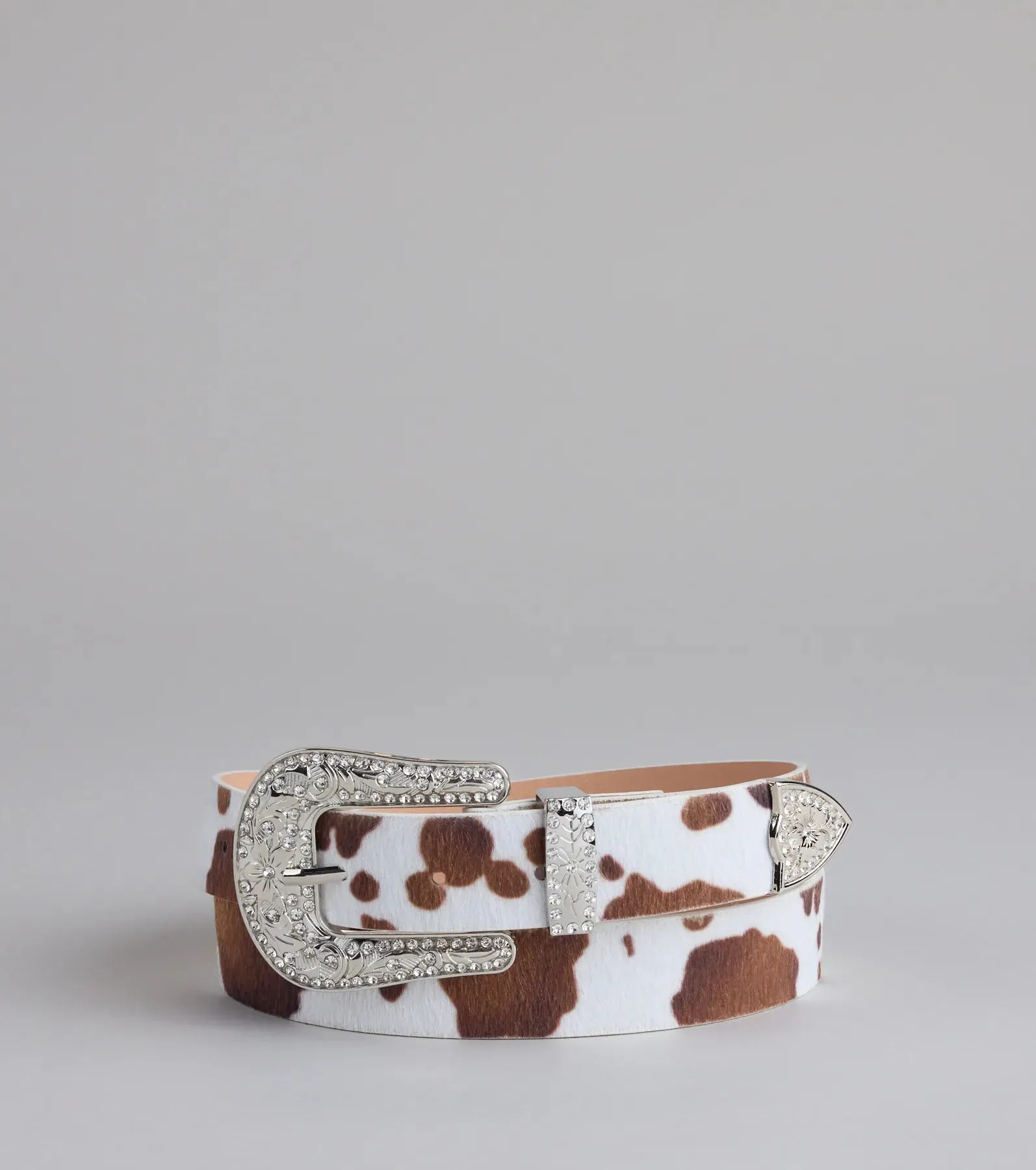 Glam By The Countryside Cow Rhinestone Buckle Belt sold by Windsor