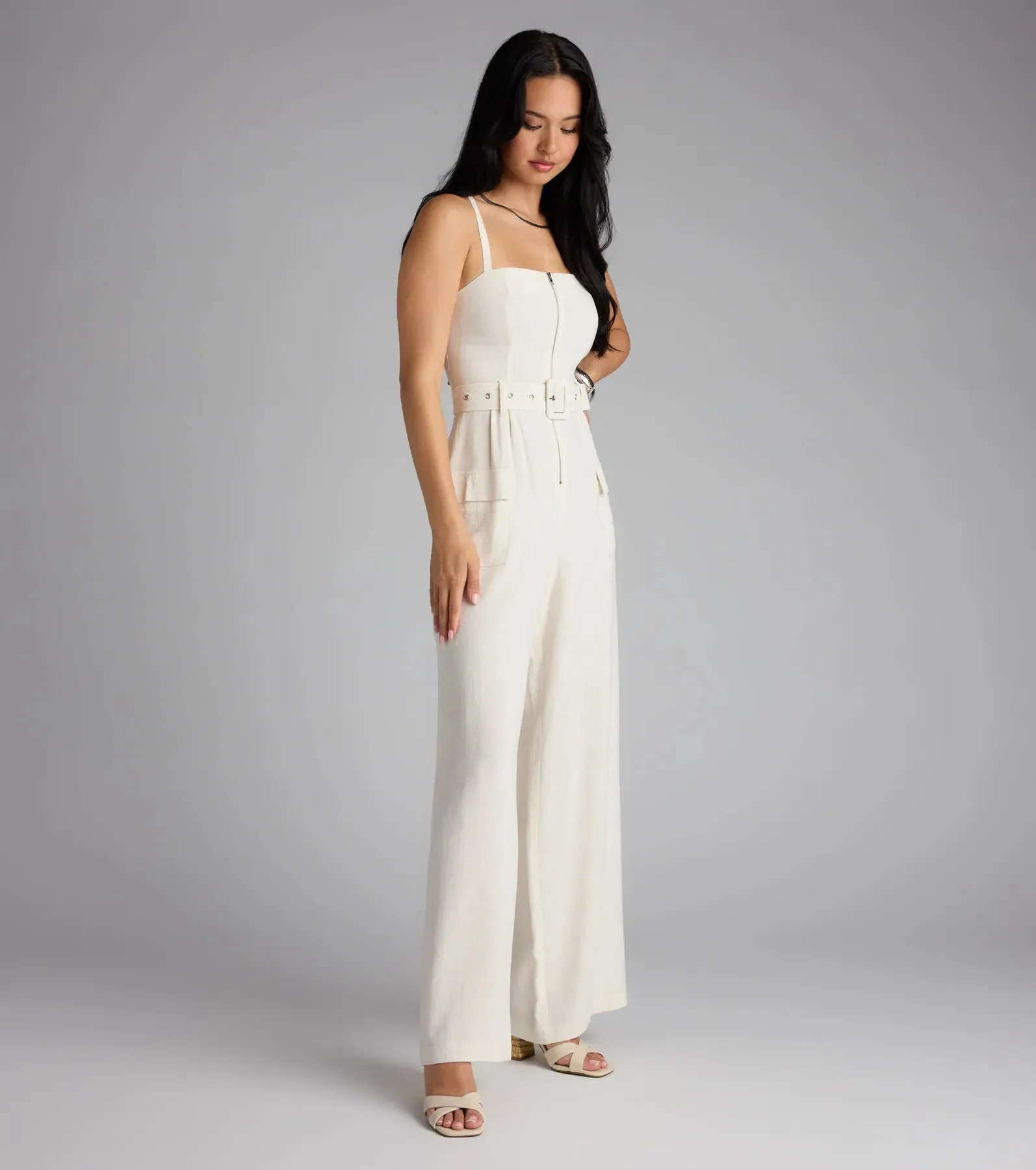 Stylish In The Sunshine Linen Cargo Jumpsuit sold by Windsor product image thumbnail 4