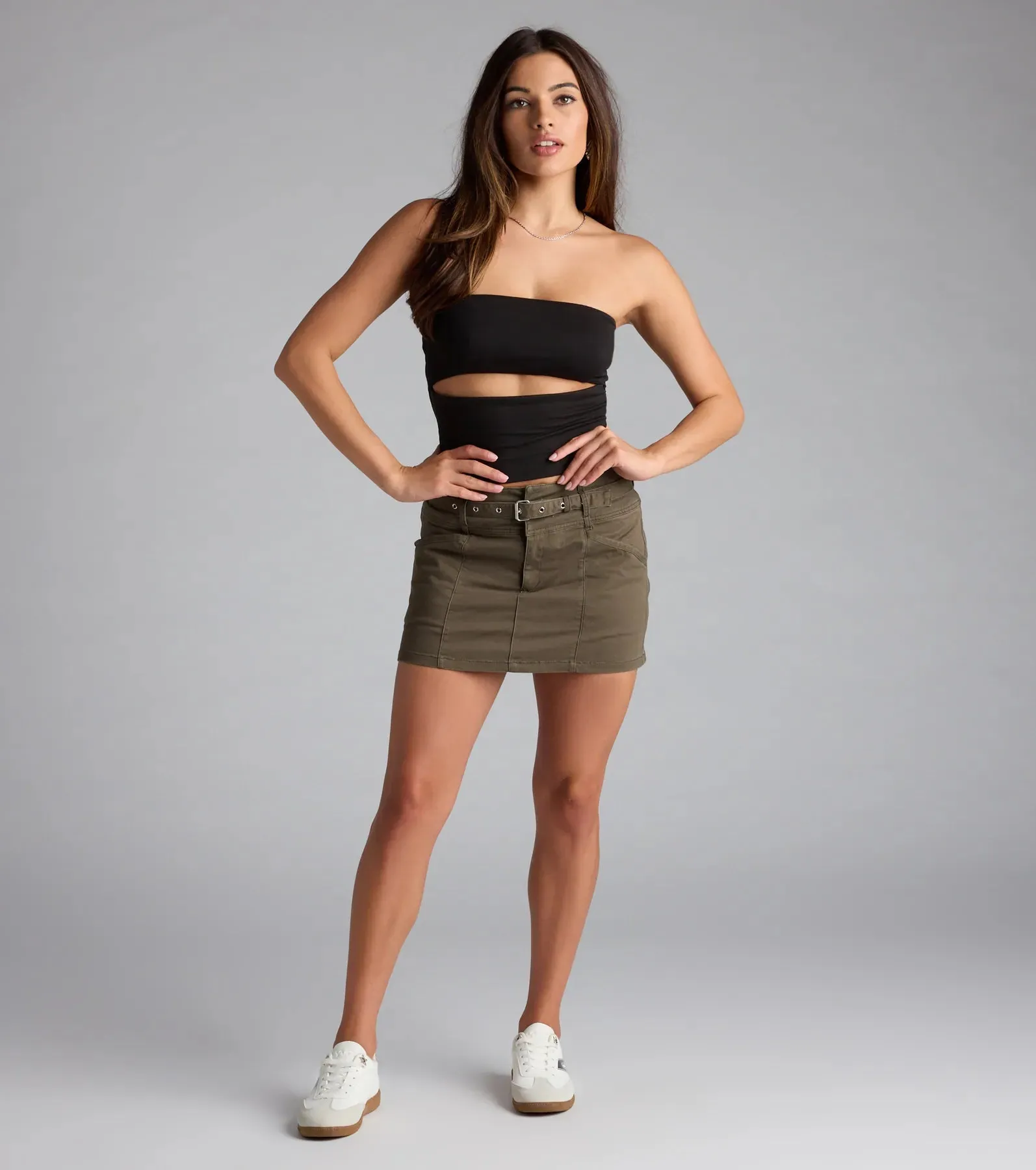 Trendsetter Mid-Rise Belted Twill Skort sold by Windsor product image thumbnail 2
