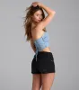 Trendy Girl Denim Strapless Corset Crop Top sold by Windsor
