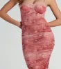 Gorgeous Entrance Lace Trim Printed Midi Dress sold by Windsor
