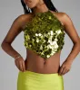 Prominent Shine Sequin Halter Crop Top sold by Windsor