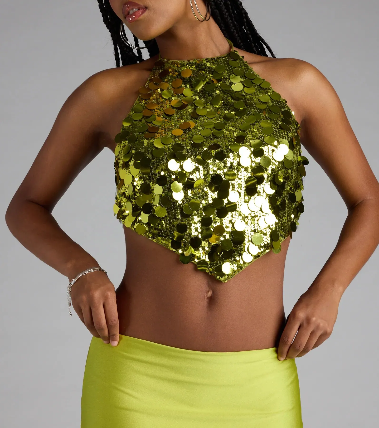 Prominent Shine Sequin Halter Crop Top sold by Windsor product image thumbnail 4