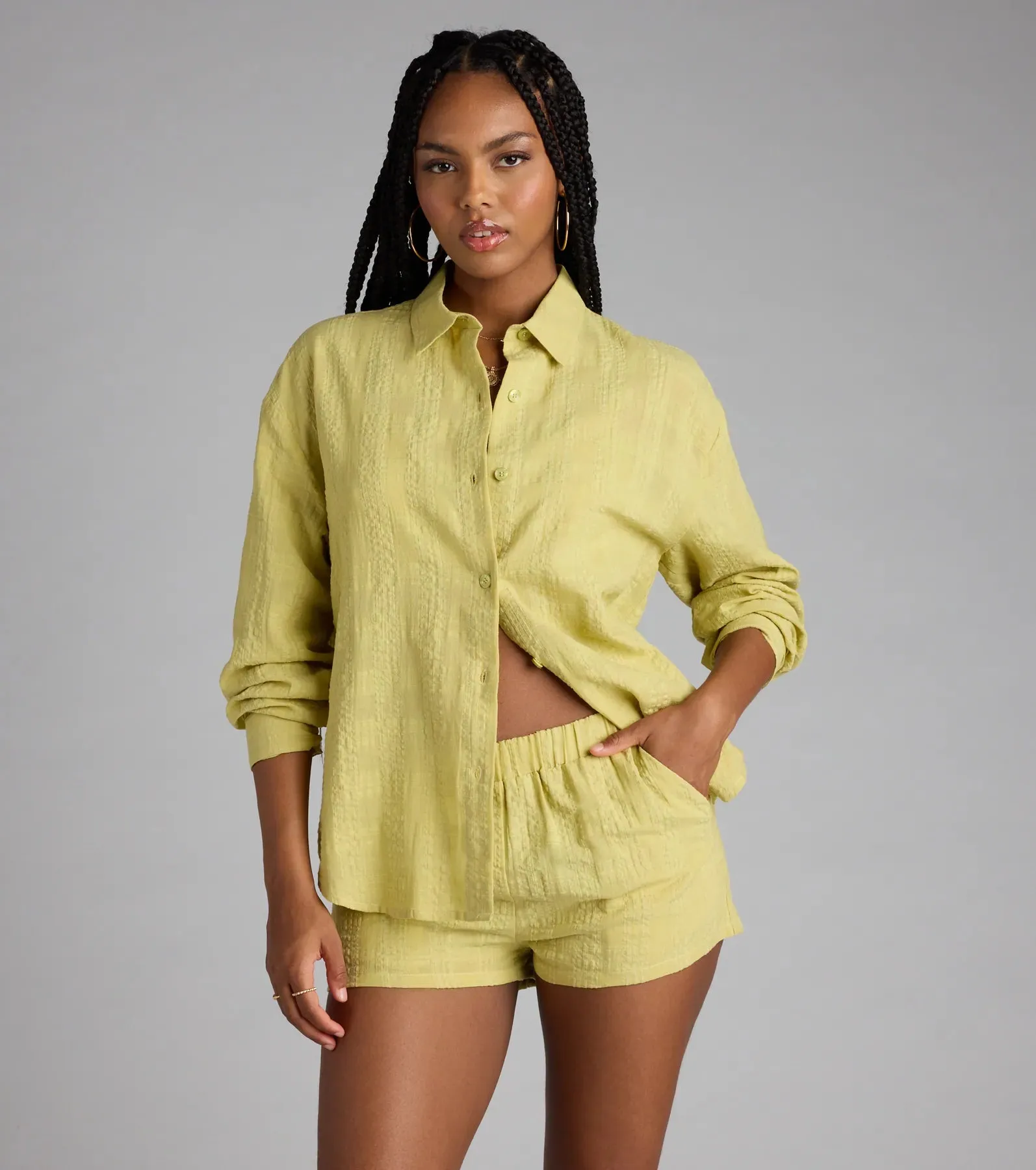 Summer Mode Button-Down Cotton Top sold by Windsor
