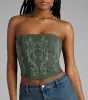 Glam Heat Rhinestone Flame Denim Corset Top sold by Windsor