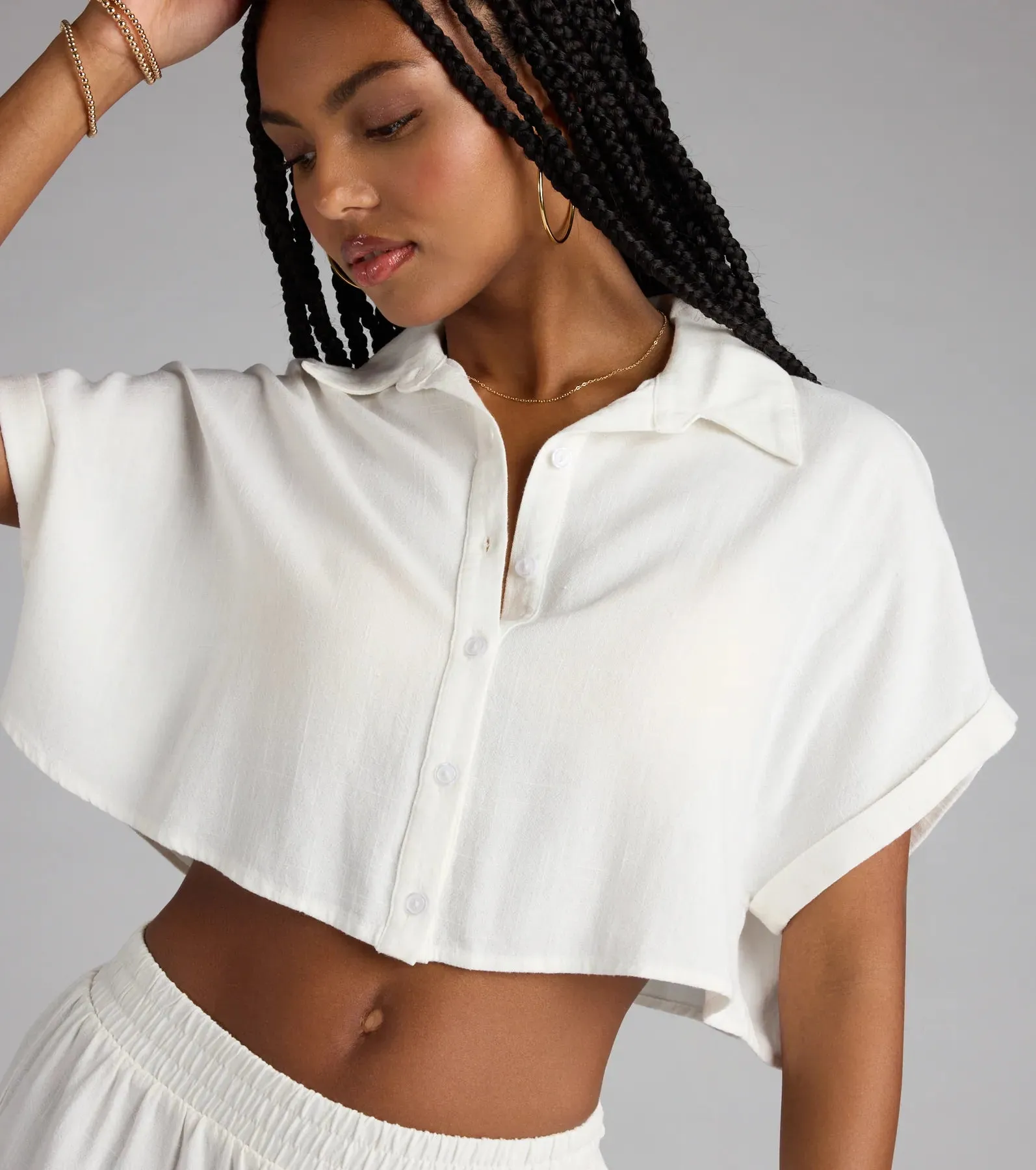 Casual Plans Button-Down Linen Top sold by Windsor product image thumbnail 4