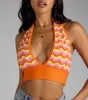 Summer Icon Striped Crochet Halter Top sold by Windsor