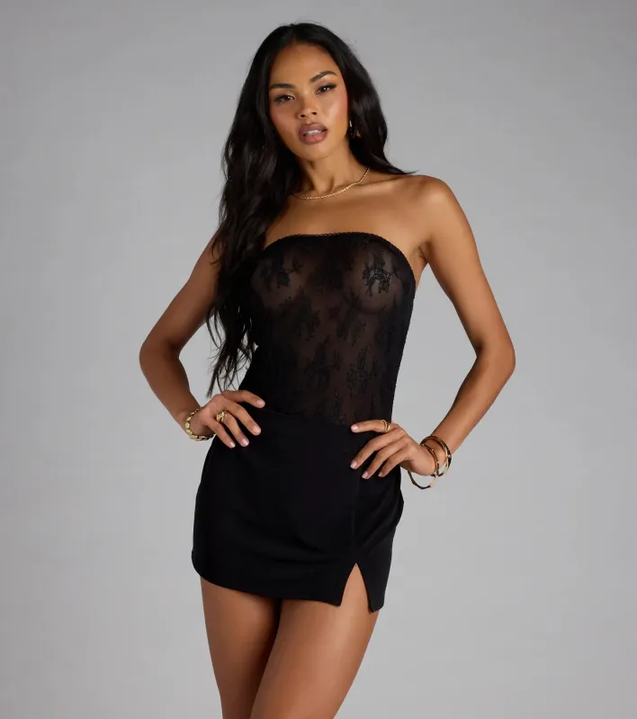 Something Sultry Sheer Lace Bodysuit sold by Windsor