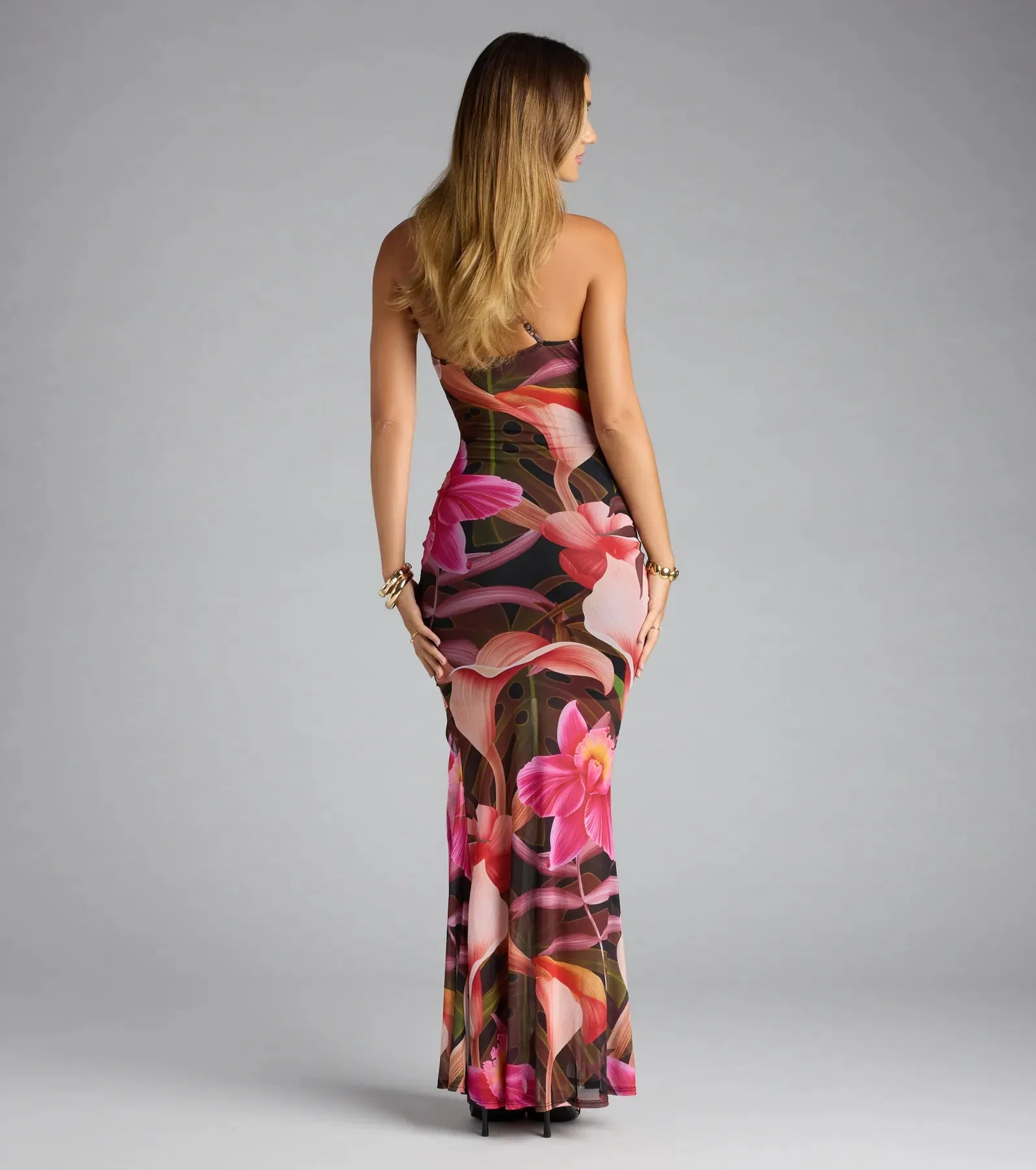 Falling For You Tropical Floral Slit Maxi Dress sold by Windsor product image thumbnail 2