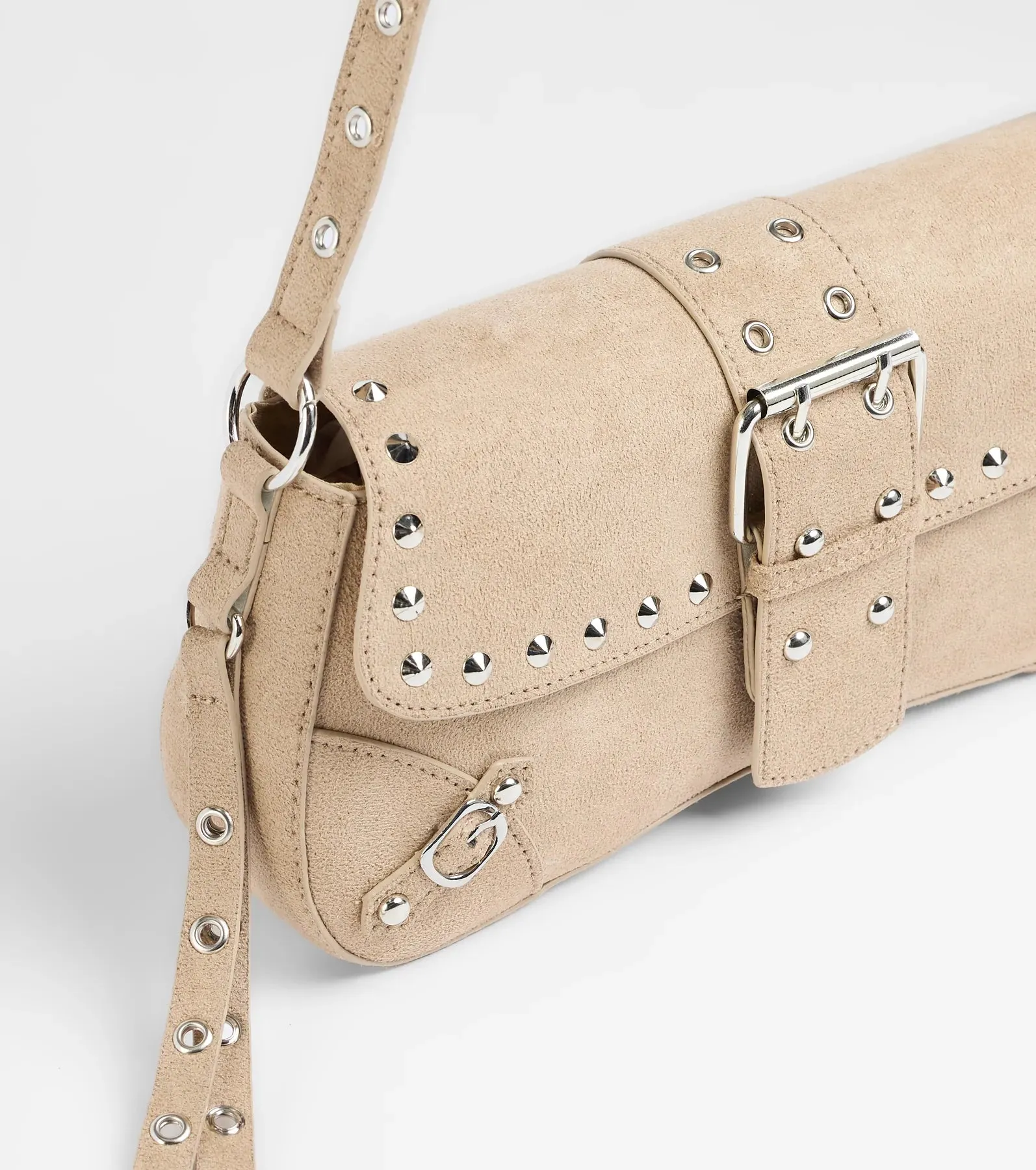 Buckle Up Faux Suede Studded Shoulder Bag sold by Windsor product image thumbnail 2