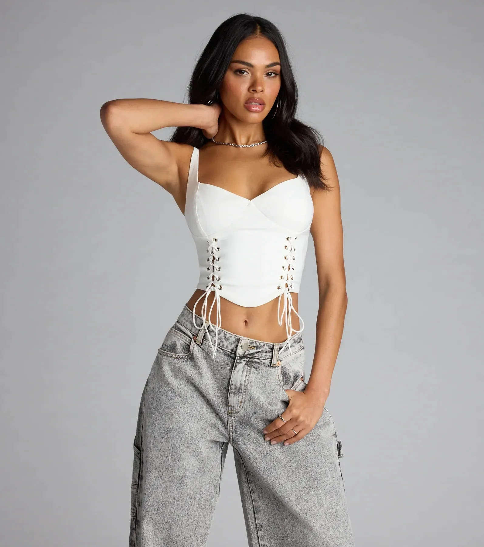 Secret Ties Lace-Up Corset Top sold by Windsor