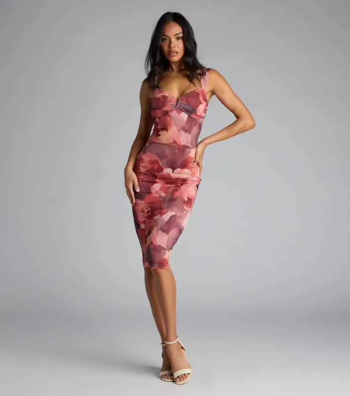 Crush Hour Floral Bodycon Midi Dress sold by Windsor
