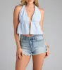Flirty And Flowy Striped Woven Halter Top sold by Windsor