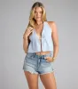 Flirty And Flowy Striped Woven Halter Top sold by Windsor