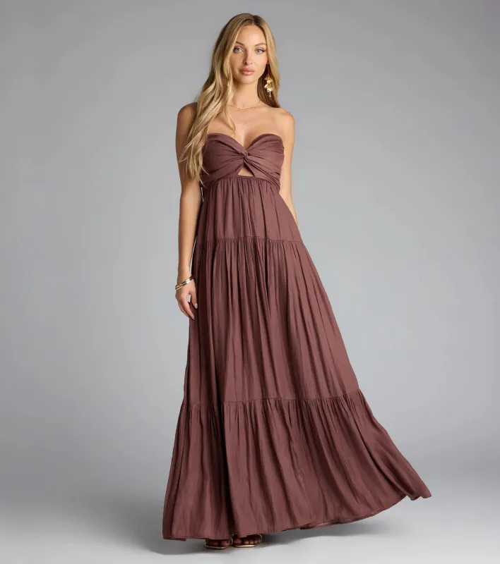 Twist Of Fate Strapless Ruffled Maxi Dress sold by Windsor