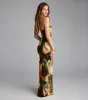Sunset Girl Abstract Halter Slit Maxi Dress sold by Windsor