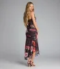 Golden Hour Tropical Floral Mesh Midi Dress sold by Windsor