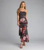 Golden Hour Tropical Floral Mesh Midi Dress sold by Windsor