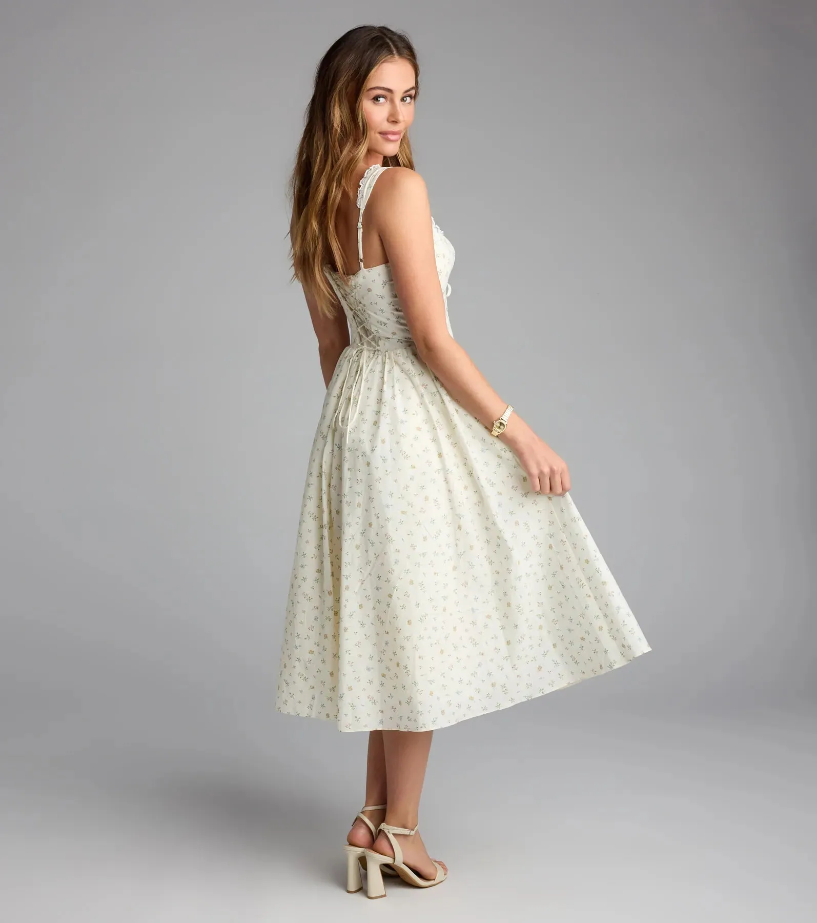 Soft Girl Floral Drop Waist Midi Dress sold by Windsor product image thumbnail 2