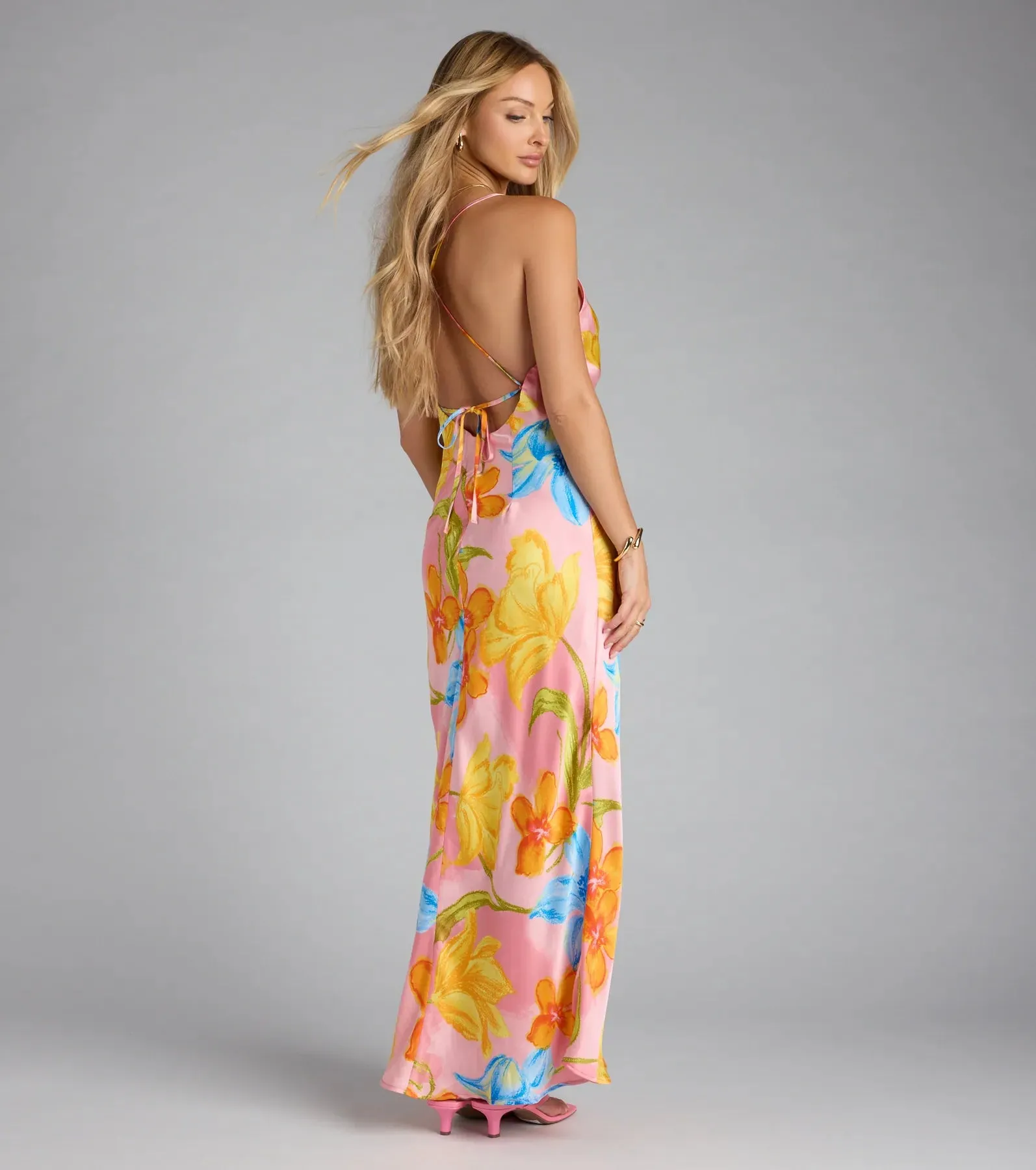 Island Glow Floral Satin Maxi Dress sold by Windsor product image thumbnail 2