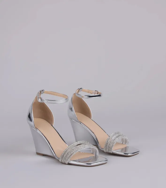 Major Glow Rhinestone Metallic Wedge Heels sold by Windsor