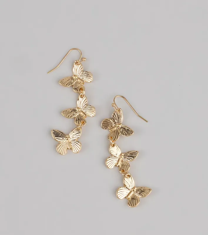 Major Flutter Vibes Linear Butterfly Earrings sold by Windsor