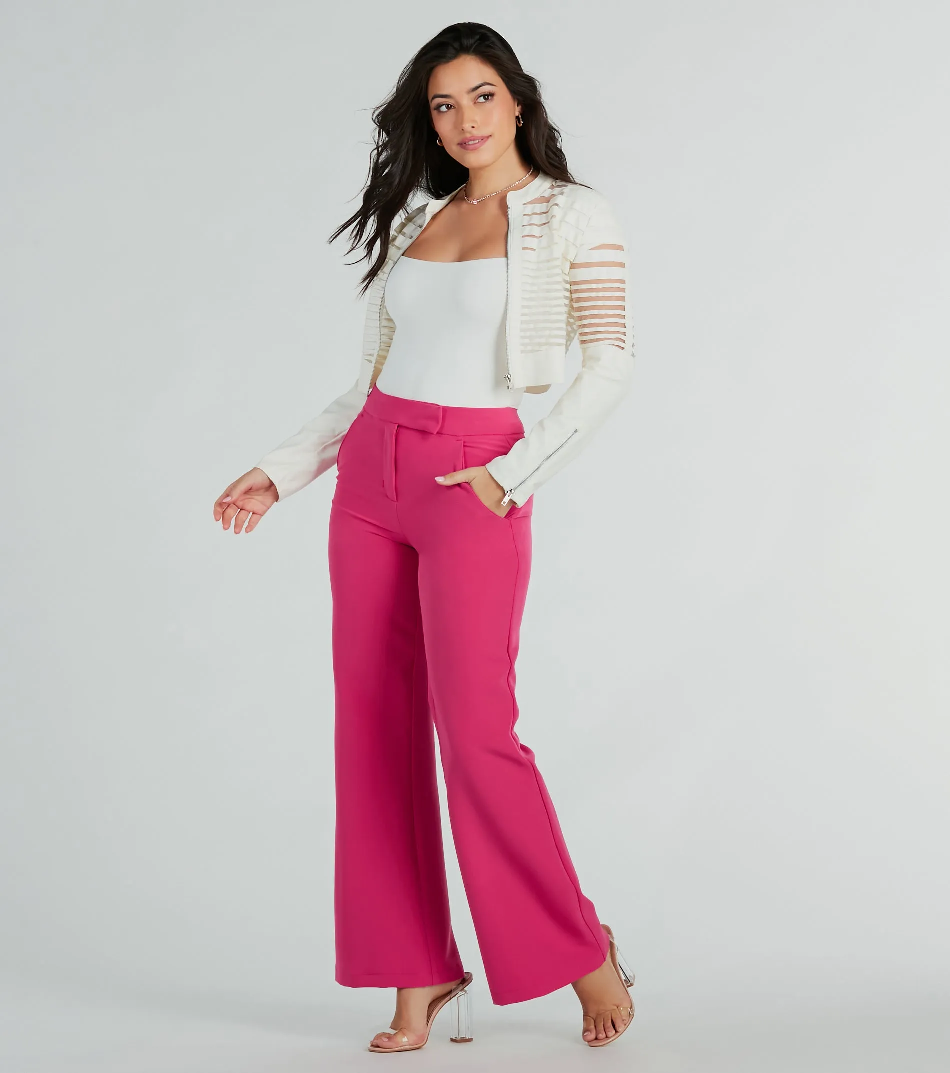 CLEARANCE - Perfectly Chic High Waist Straight-Leg Trouser Pants sold by Windsor