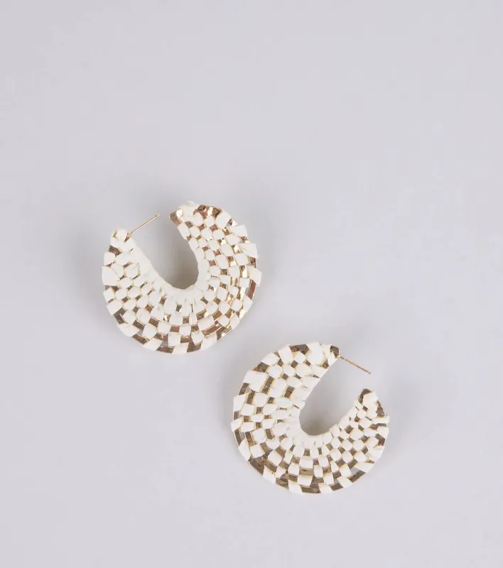 Sun Chaser Woven Raffia Hoop Earrings sold by Windsor